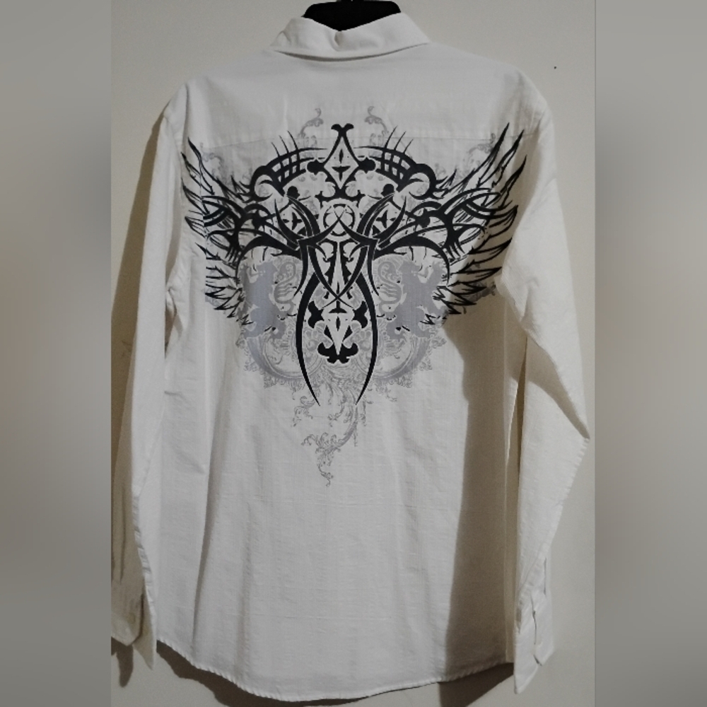 HELIX Button Shirt Mens Goth Streetwear Grunge Y2K Hip Hop Tribal - Picture 11 of 16